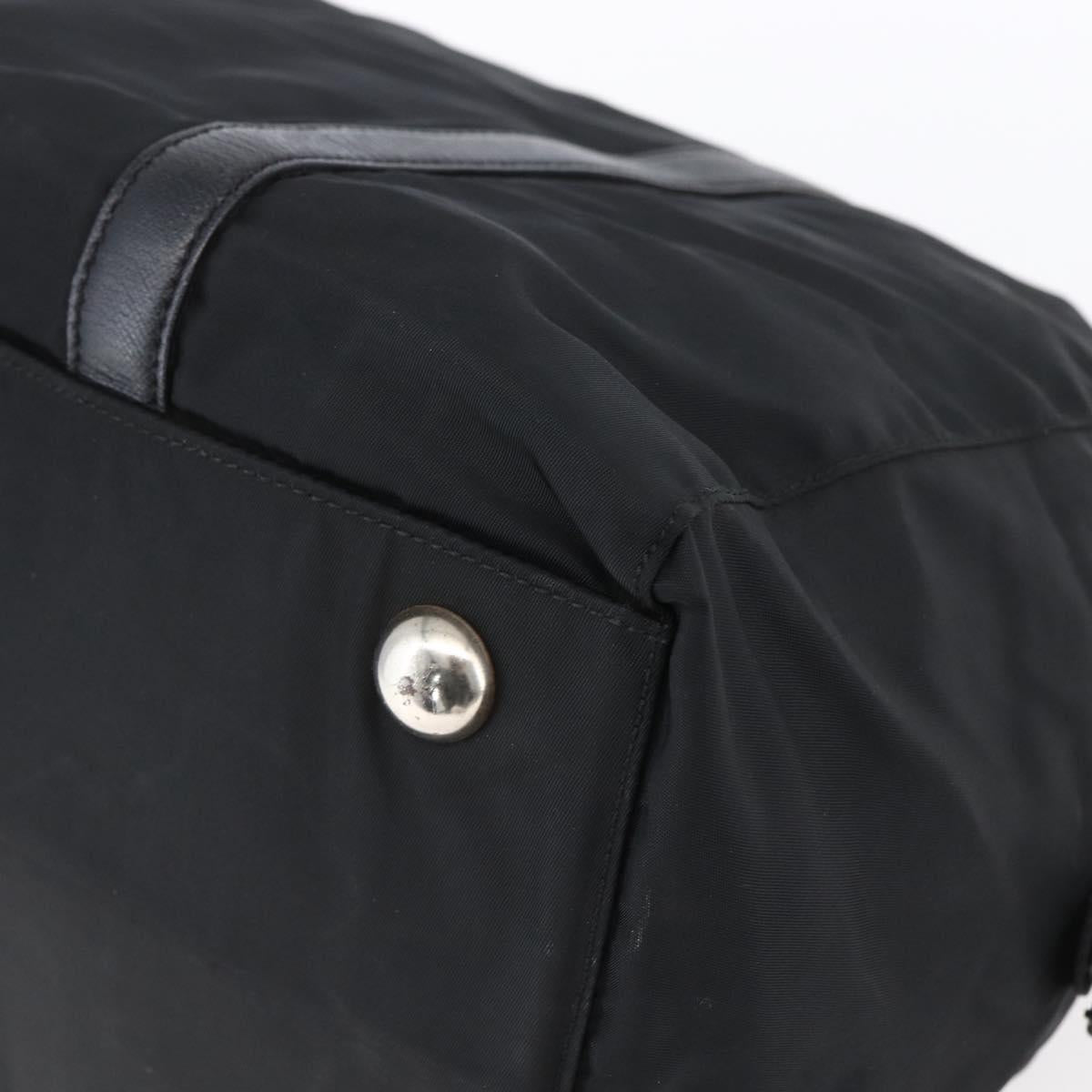 PRADA Hand Bag Nylon Black Silver Auth 152947