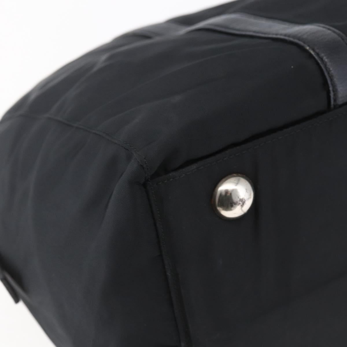PRADA Hand Bag Nylon Black Silver Auth 152947