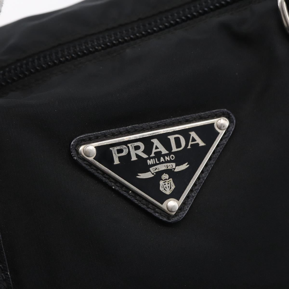 PRADA Hand Bag Nylon Black Silver Auth 152947