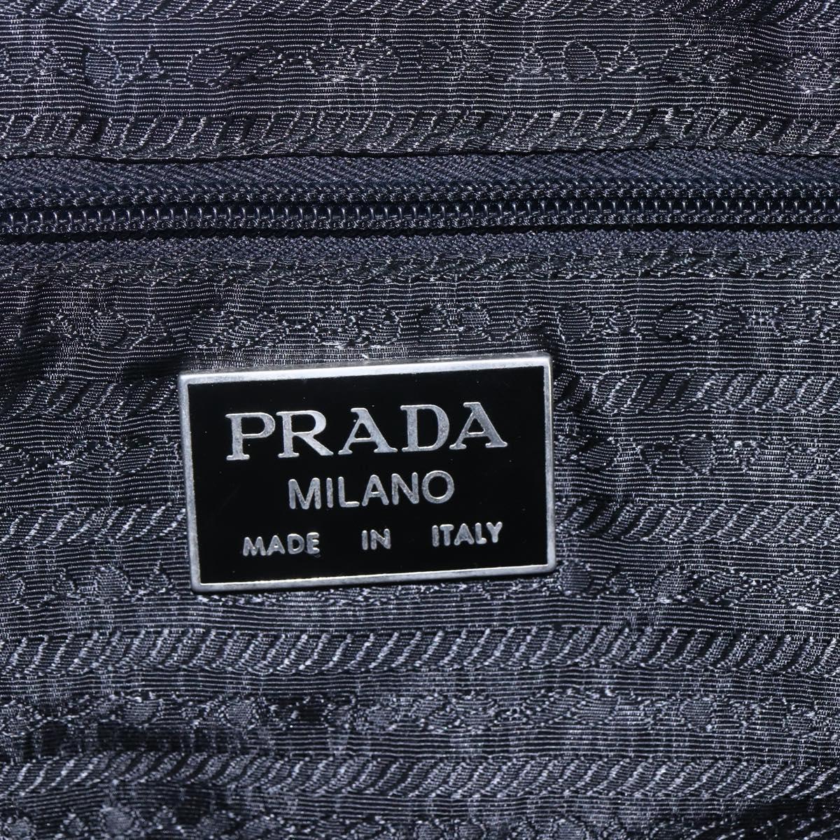 PRADA Hand Bag Nylon Black Silver Auth 152947