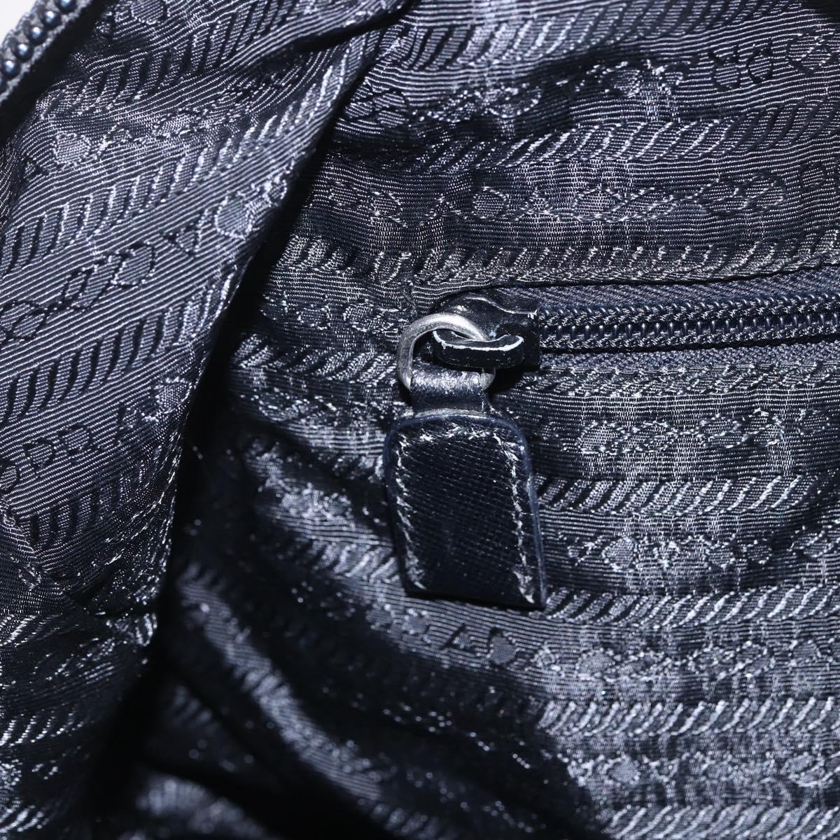 PRADA Hand Bag Nylon Black Silver Auth 152947