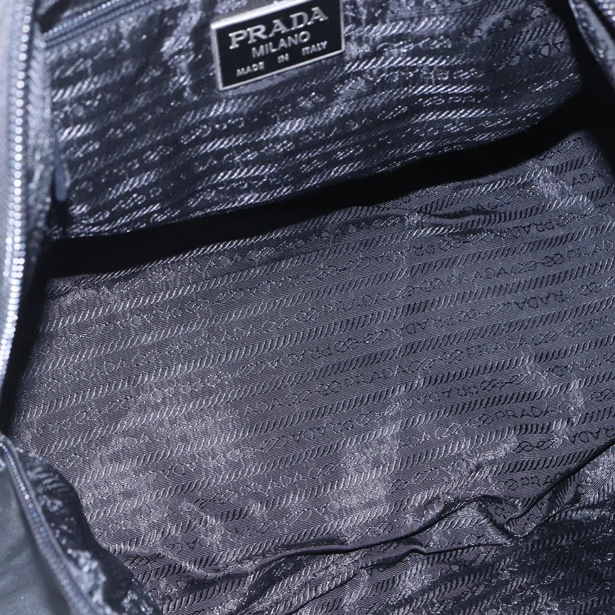 PRADA Hand Bag Nylon Black Silver Auth 152947