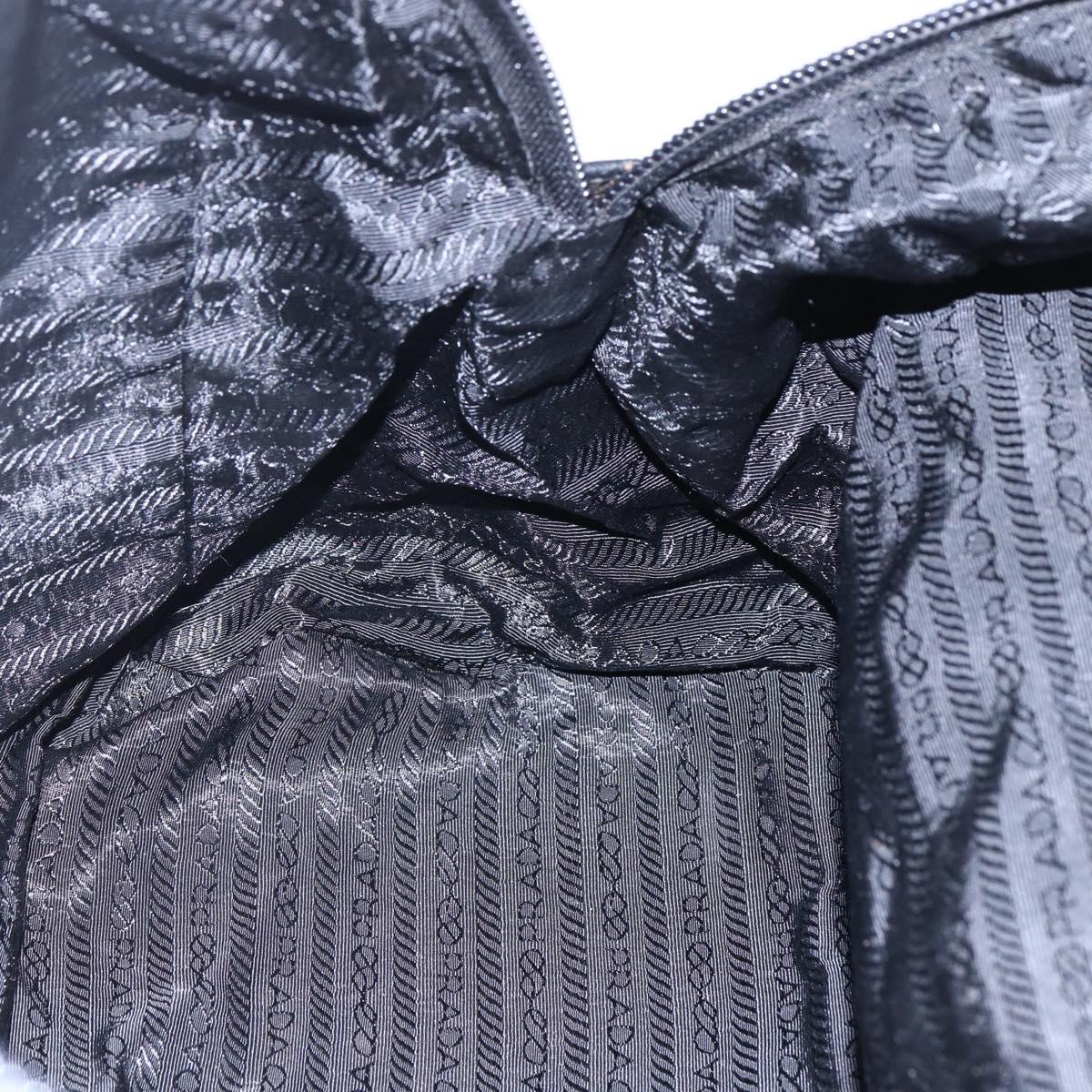 PRADA Hand Bag Nylon Black Silver Auth 152947