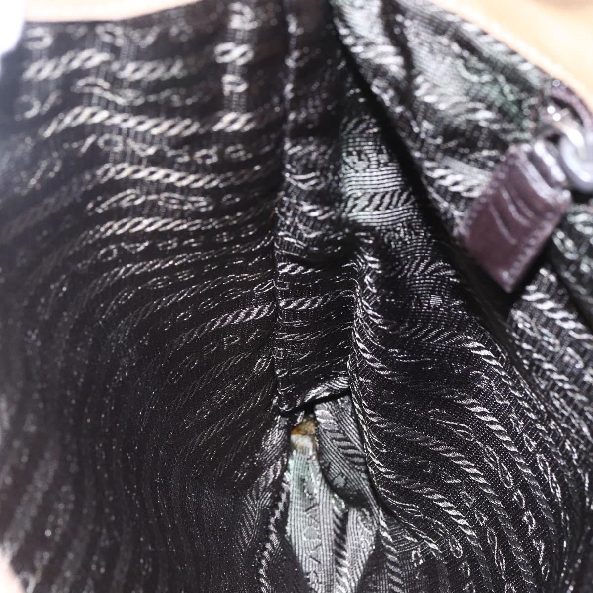 PRADA Tote Bag Nylon Beige Silver Auth 152951