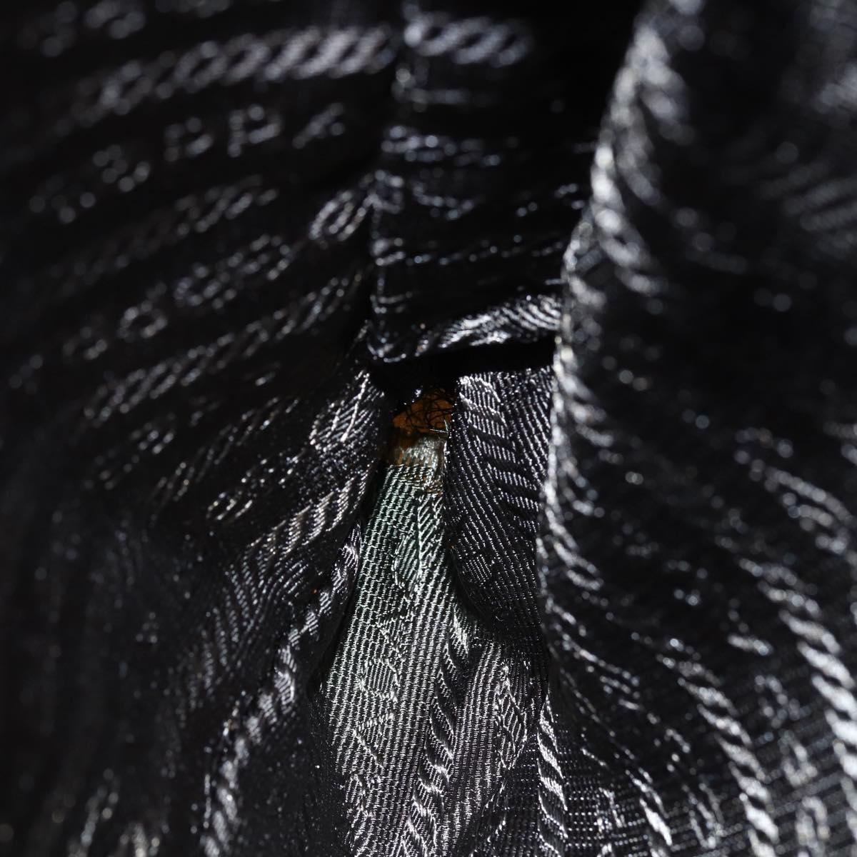 PRADA Tote Bag Nylon Beige Silver Auth 152951