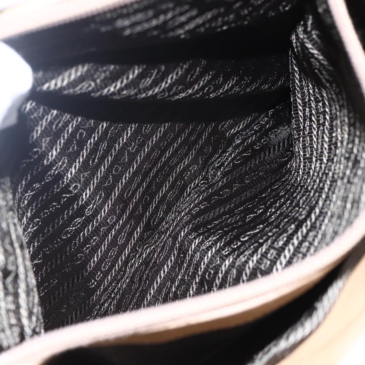 PRADA Tote Bag Nylon Beige Silver Auth 152951