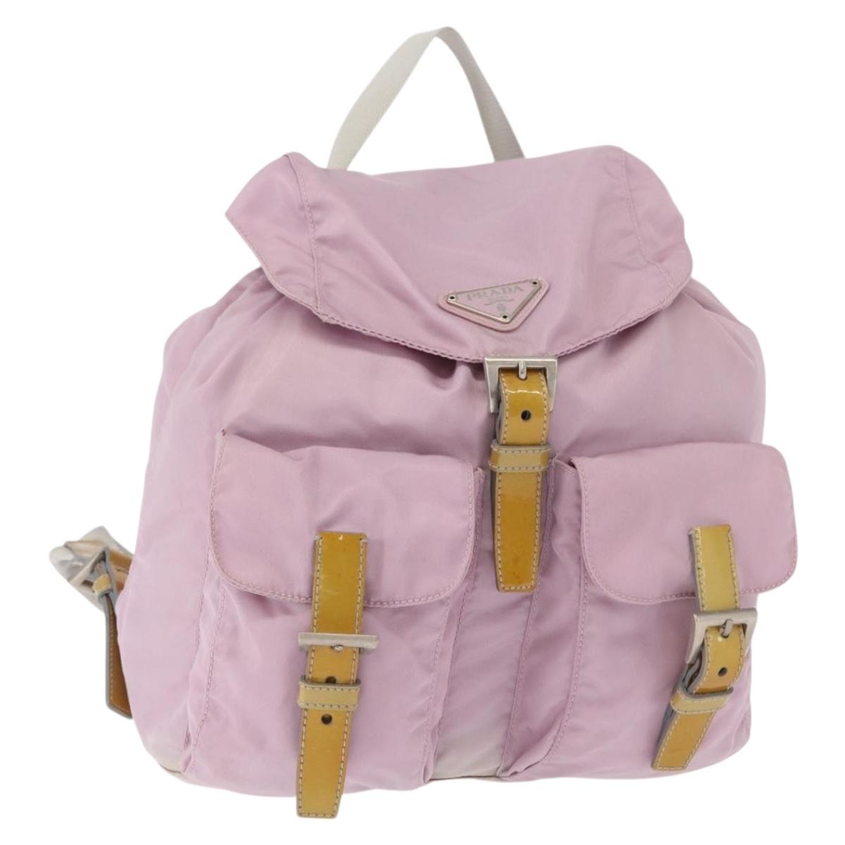 PRADA Backpack Nylon Pink Silver Auth 152952