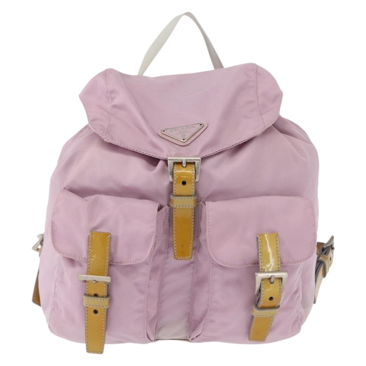 PRADA Backpack Nylon Pink Silver Auth 152952