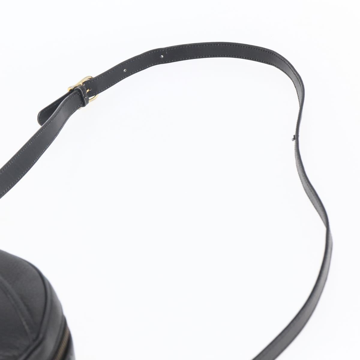 CELINE Shoulder Bag Leather Black Gold Auth 152953