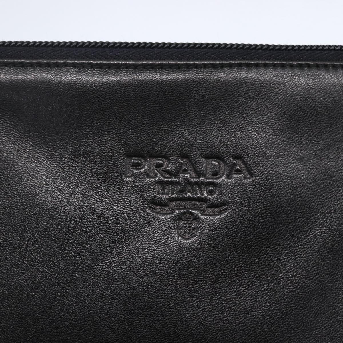 PRADA Shoulder Bag Leather Black Auth 152954