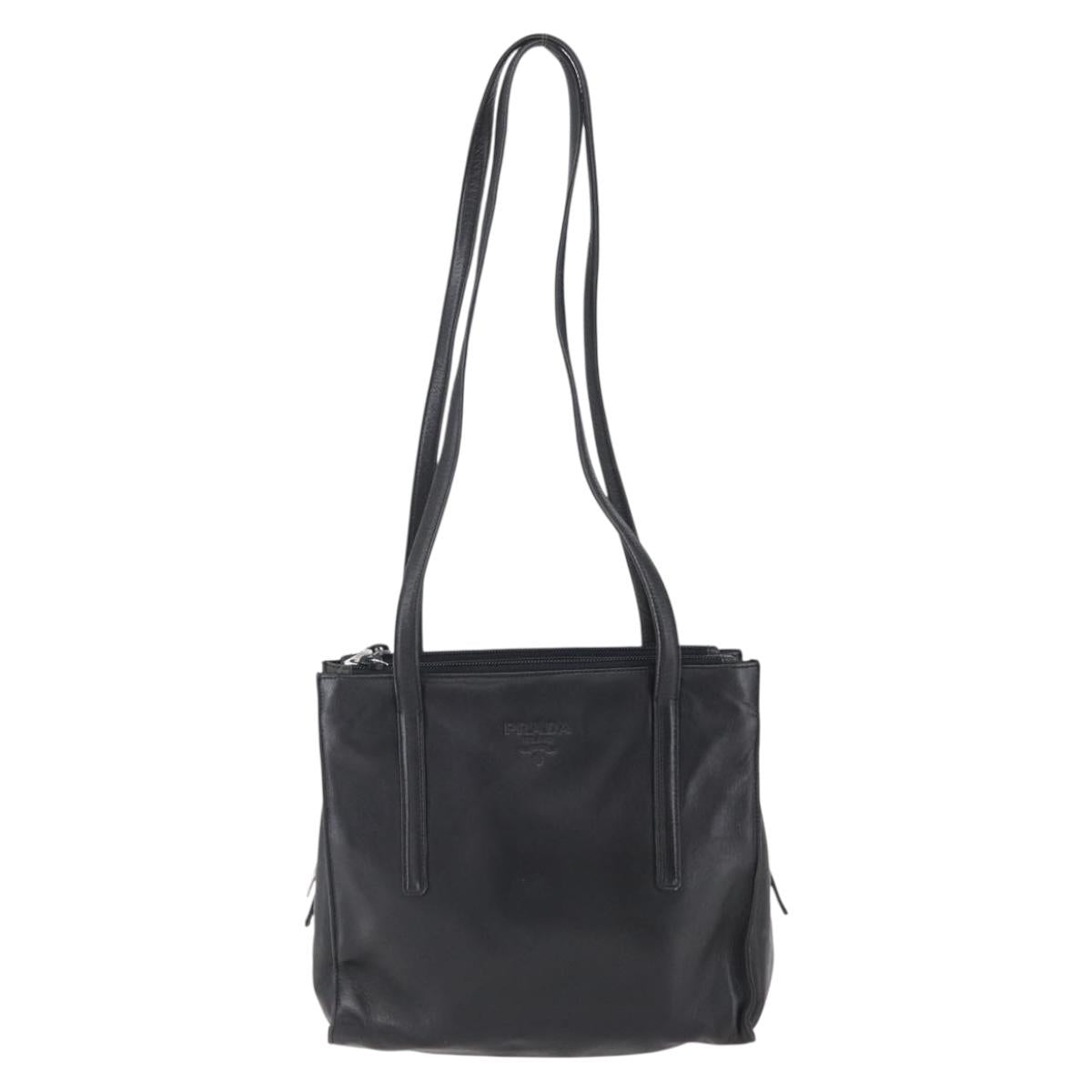 PRADA Shoulder Bag Leather Black Auth 152954