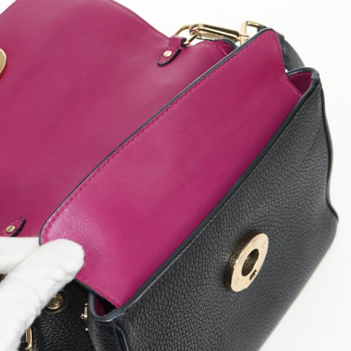 Christian Dior Lady Dior Be Dior Small Bag Leather 2way Black Gold Auth 152955AV