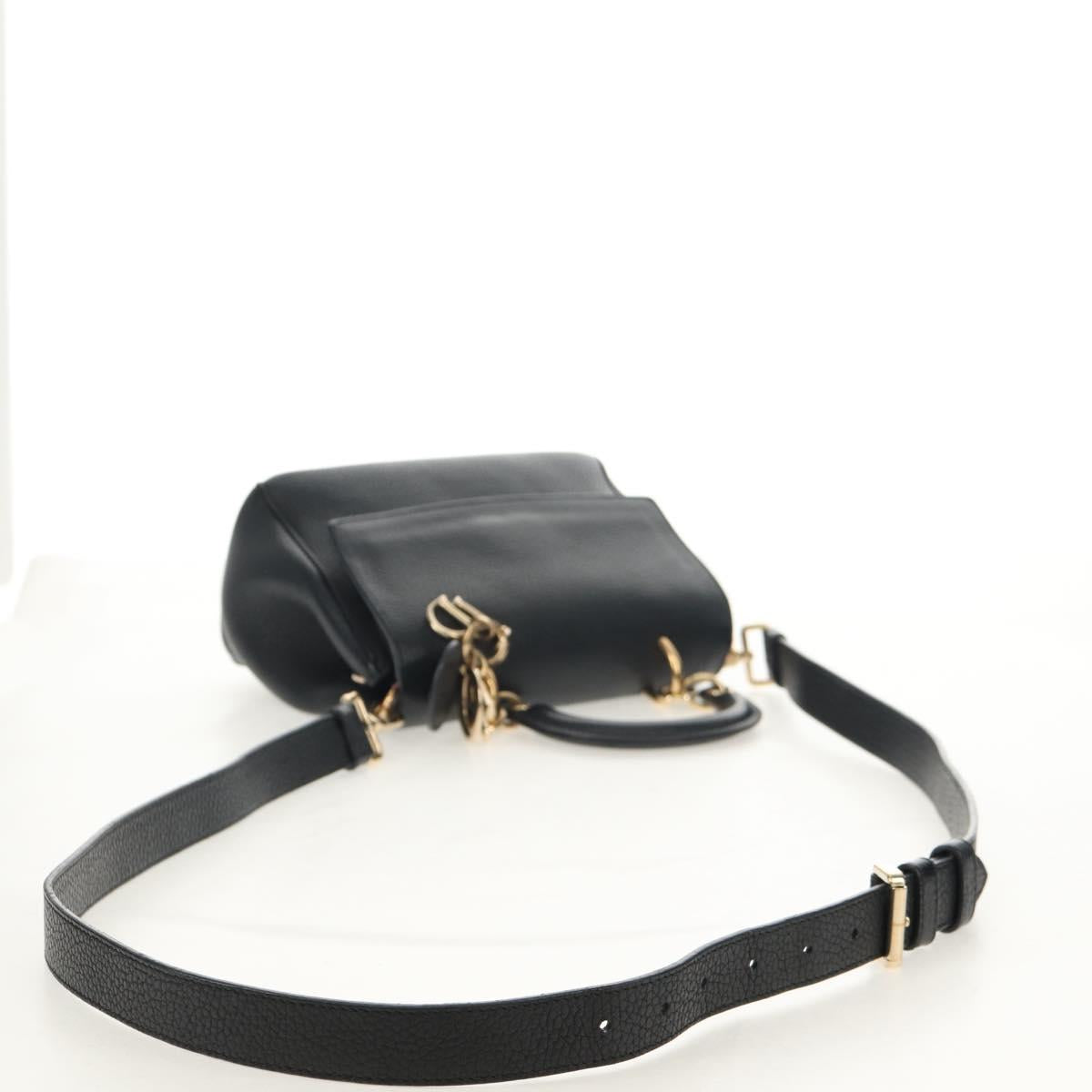 Christian Dior Lady Dior Be Dior Small Bag Leather 2way Black Gold Auth 152955AV