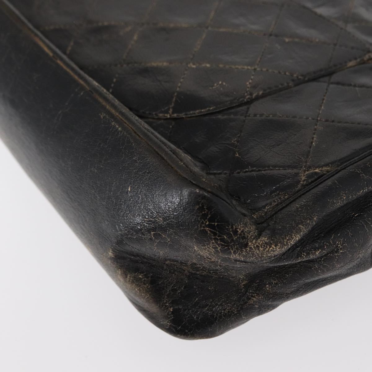 CHANEL Matelasse Chain Shoulder Bag Lamb Skin Vintage Black Gold CC Auth 152958