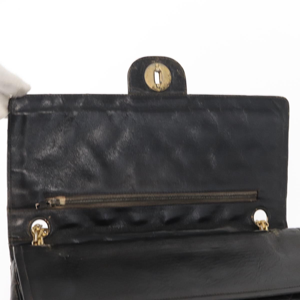 CHANEL Matelasse Chain Shoulder Bag Lamb Skin Vintage Black Gold CC Auth 152958