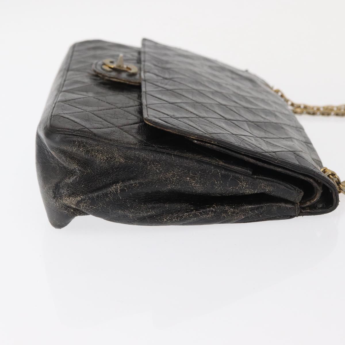 CHANEL Matelasse Chain Shoulder Bag Lamb Skin Vintage Black Gold CC Auth 152958