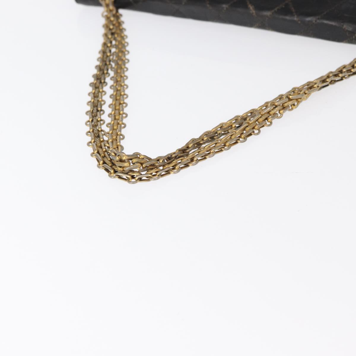 CHANEL Matelasse Chain Shoulder Bag Lamb Skin Vintage Black Gold CC Auth 152958