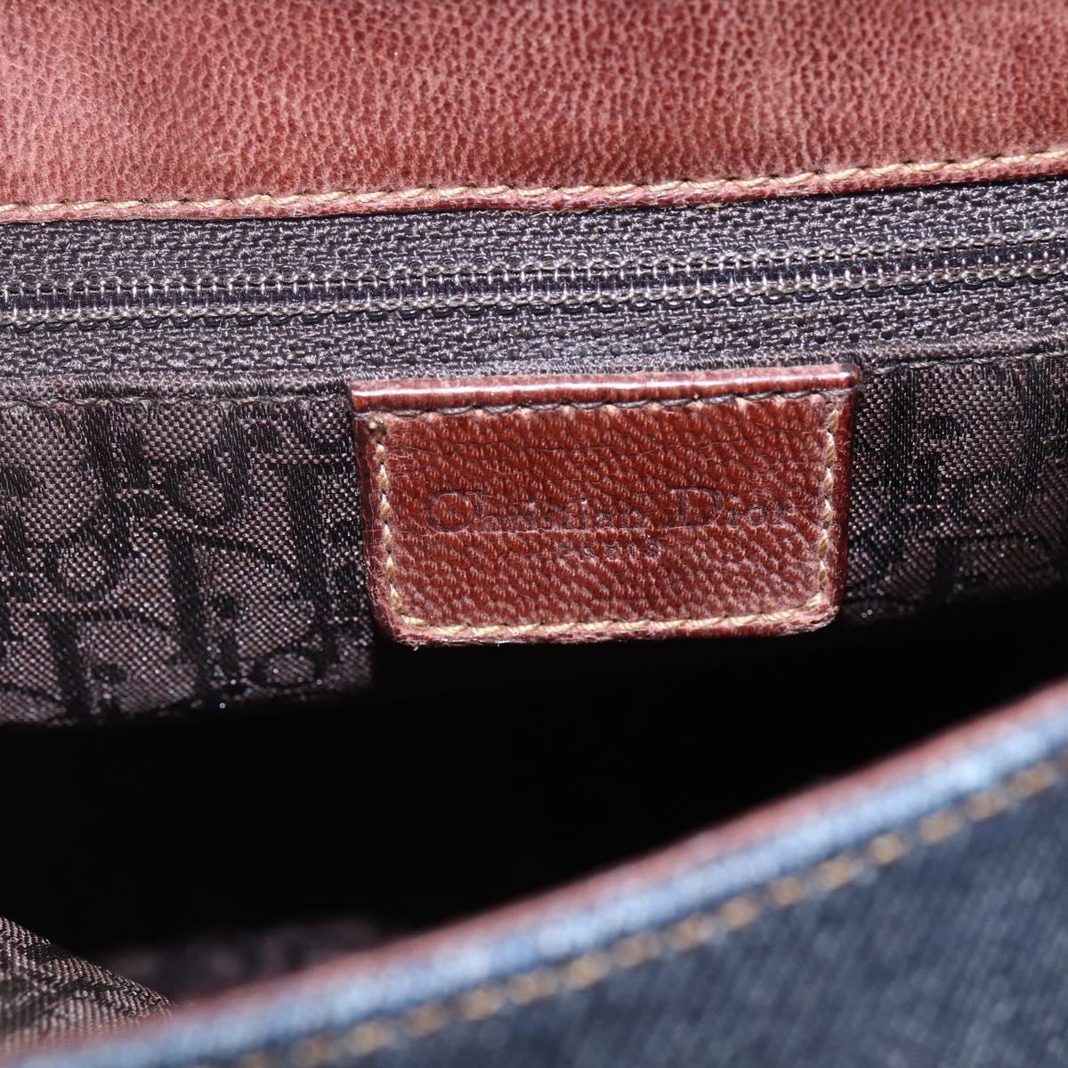 Christian Dior Street Chic Shoulder Bag Denim Leather Navy gold Auth 152959