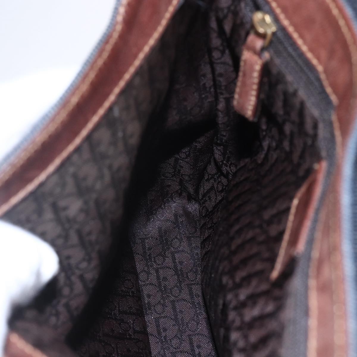 Christian Dior Street Chic Shoulder Bag Denim Leather Navy gold Auth 152959