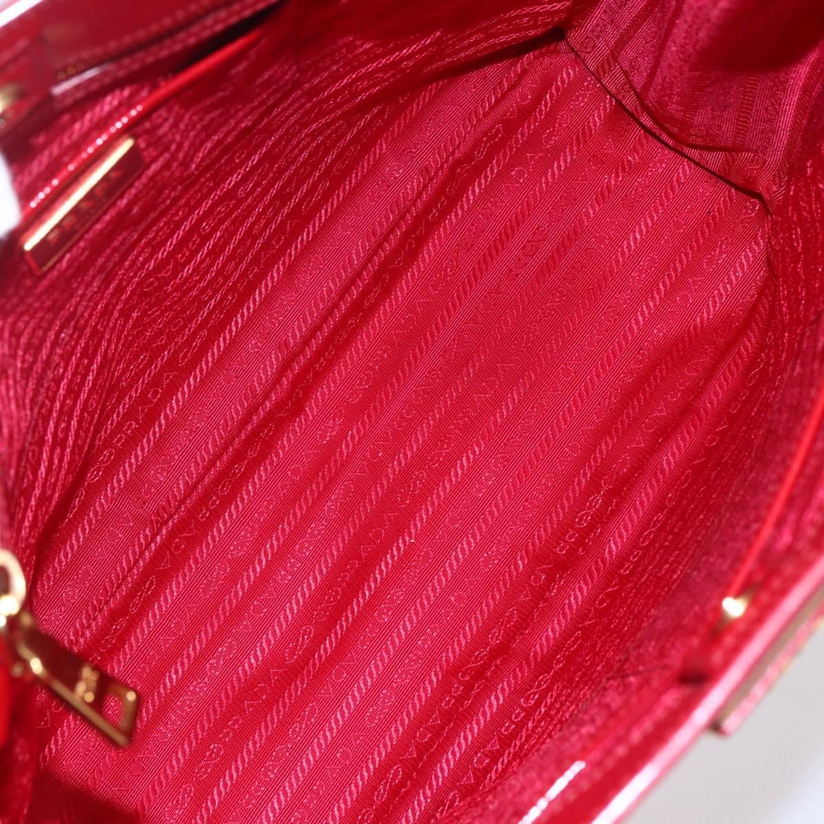 PRADA Tote Bag Safiano Leather 2way Red Gold Auth 152961