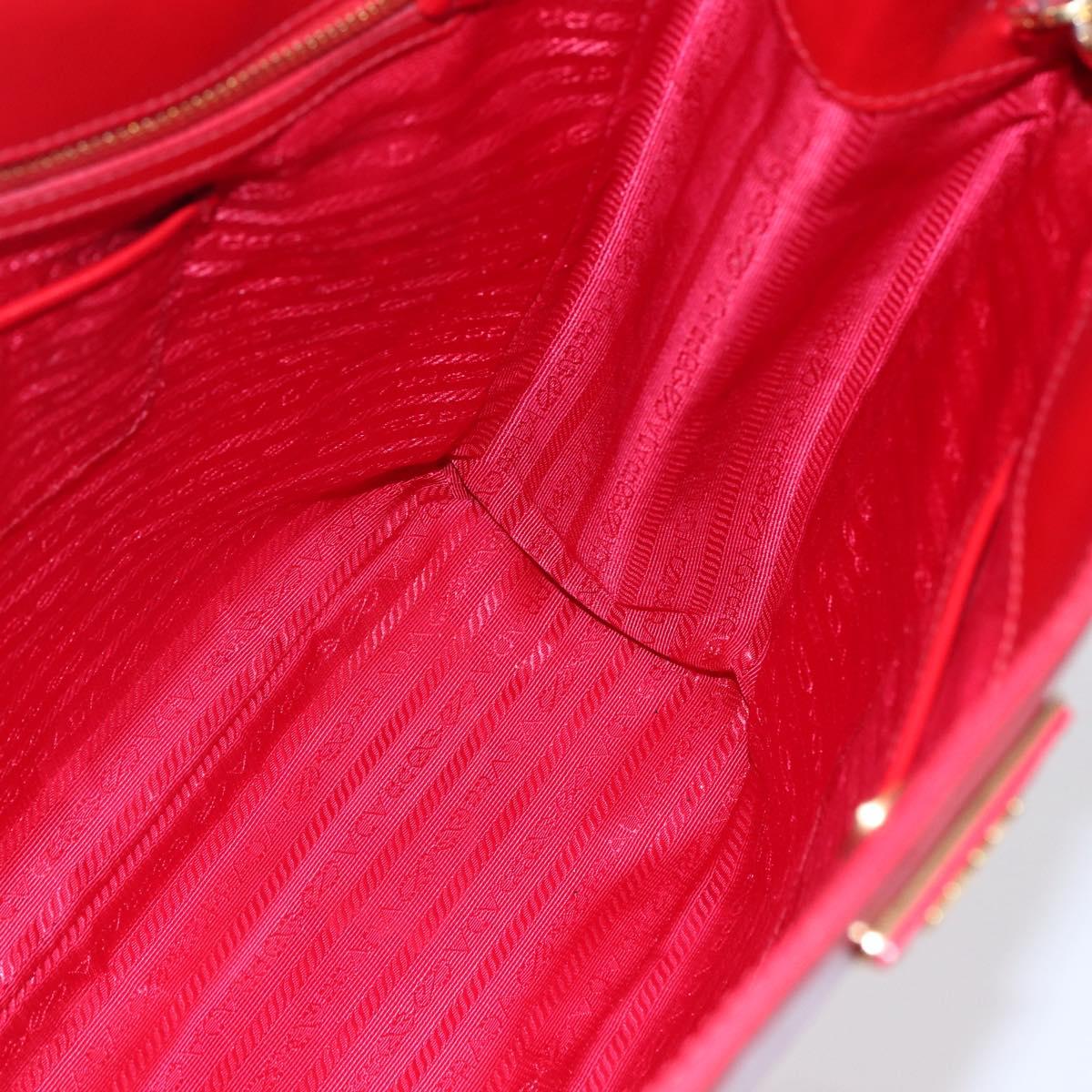 PRADA Tote Bag Safiano Leather 2way Red Gold Auth 152961