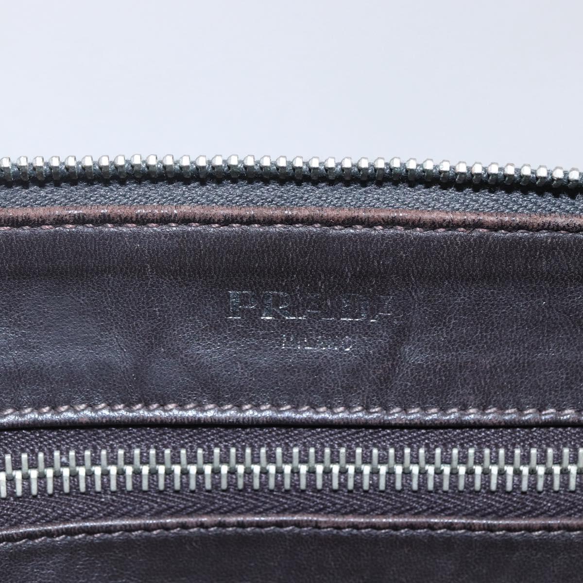 PRADA Clutch Bag Safiano Leather Gray Silver Auth 152965