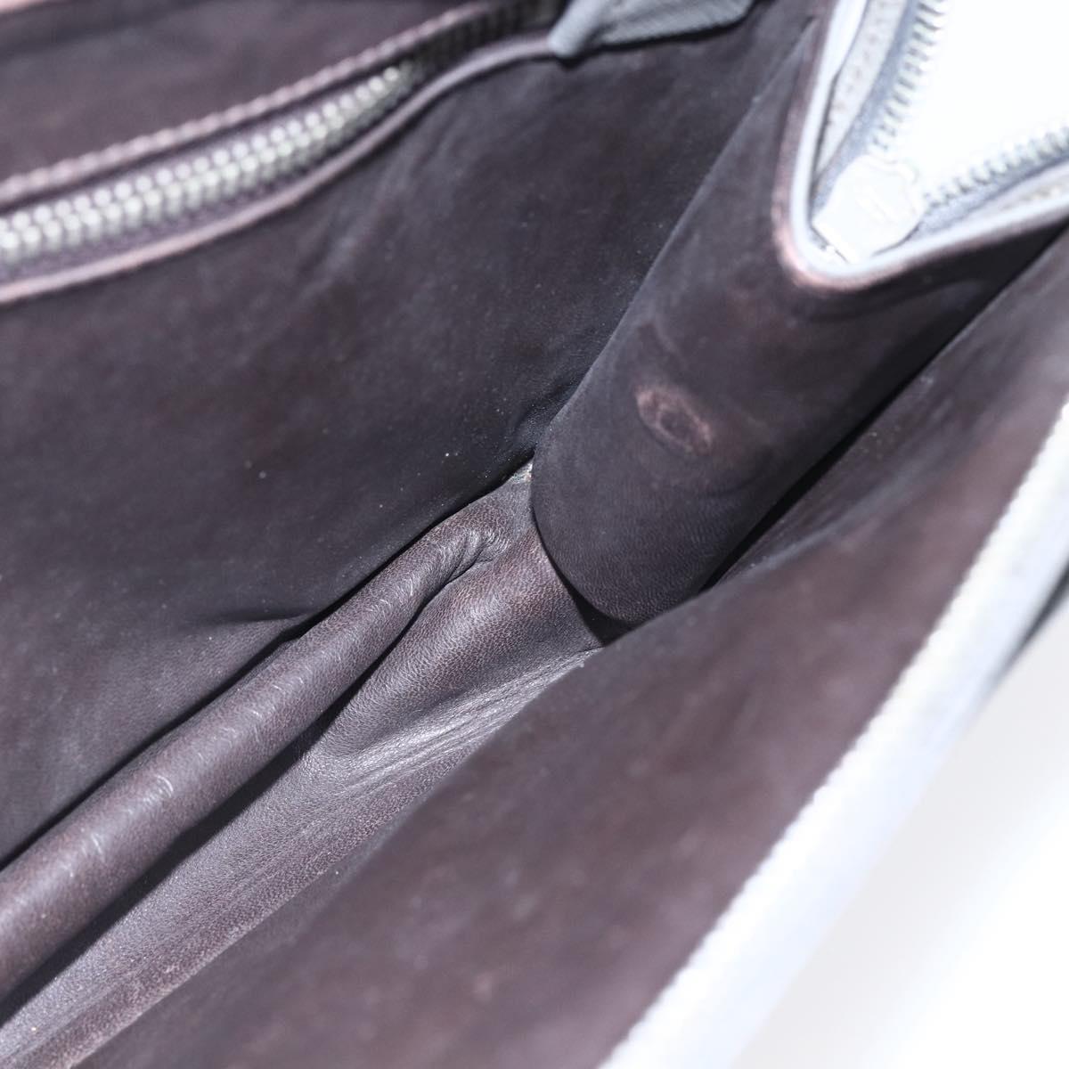 PRADA Clutch Bag Safiano Leather Gray Silver Auth 152965