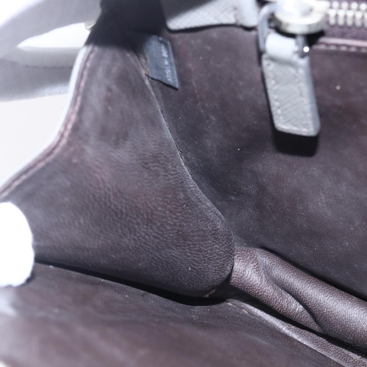 PRADA Clutch Bag Safiano Leather Gray Silver Auth 152965