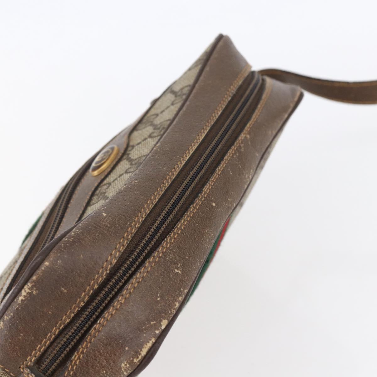 GUCCI GG Supreme Web Sherry Line Bag PVC Beige Gold 904 02 004 Auth 152967