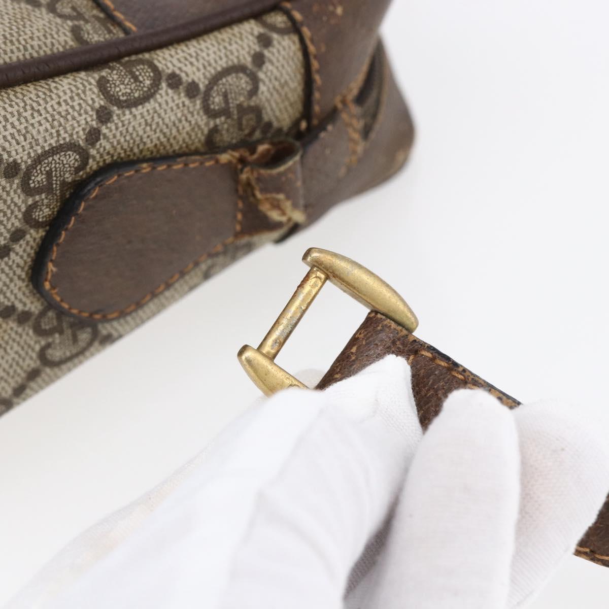 GUCCI GG Supreme Web Sherry Line Bag PVC Beige Gold 904 02 004 Auth 152967