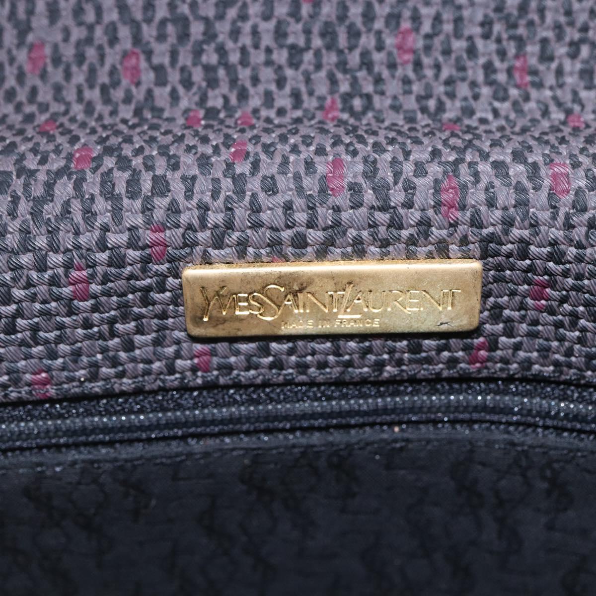 SAINT LAURENT Shoulder Bag PVC Leather Black Gold Auth 152971