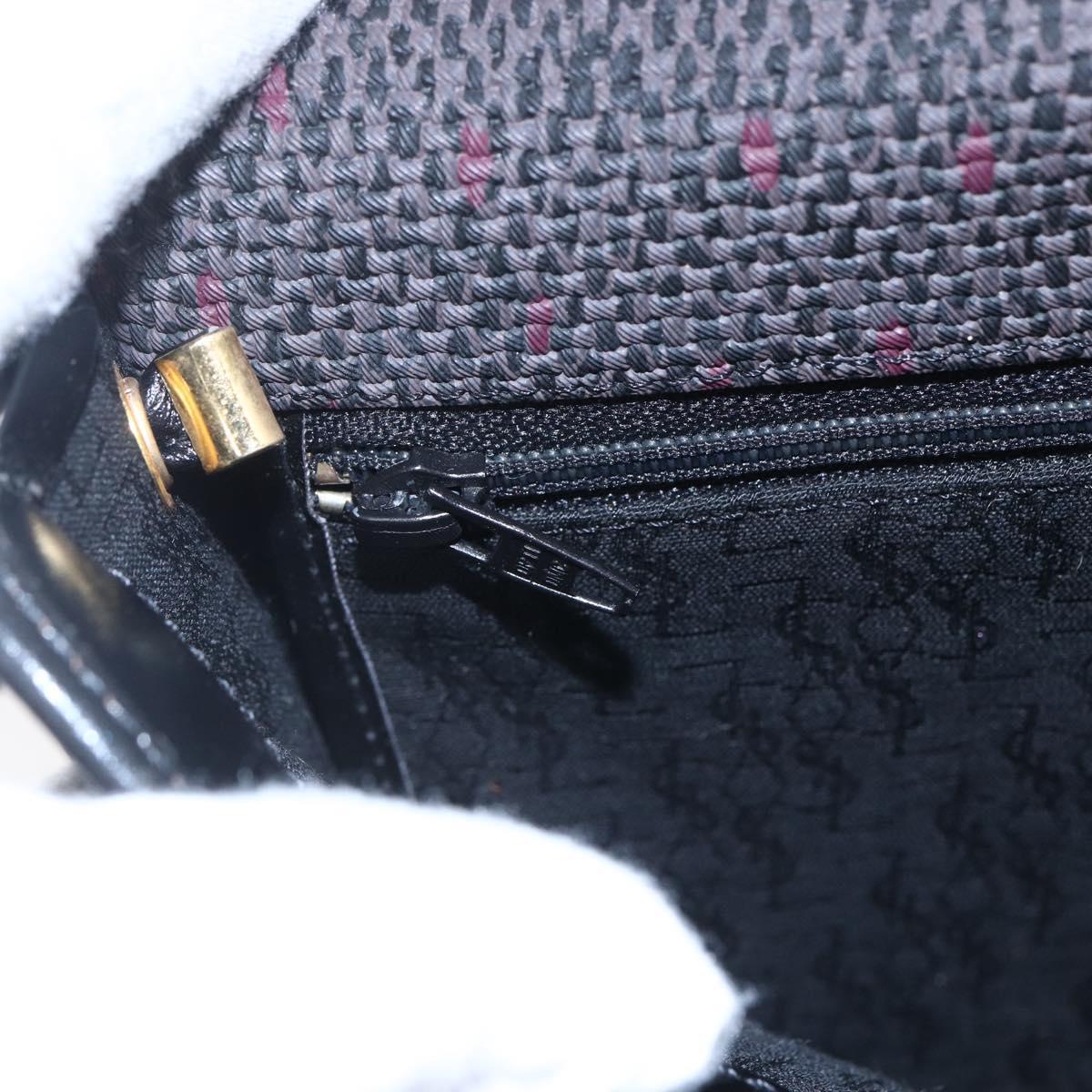 SAINT LAURENT Shoulder Bag PVC Leather Black Gold Auth 152971