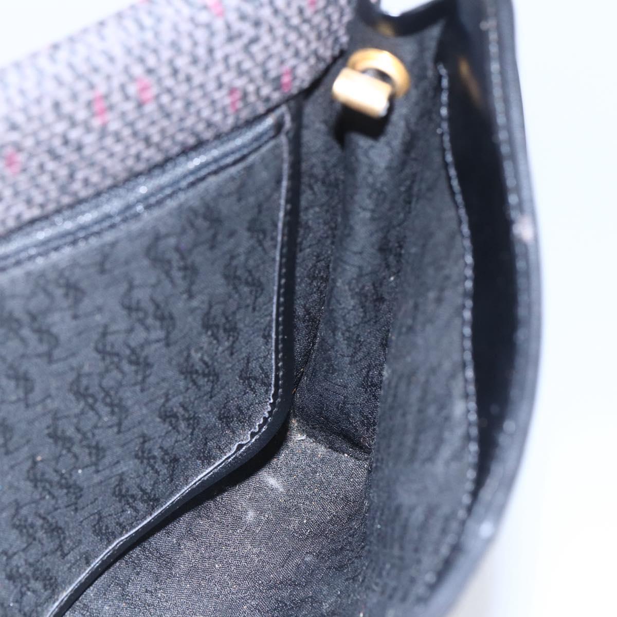 SAINT LAURENT Shoulder Bag PVC Leather Black Gold Auth 152971