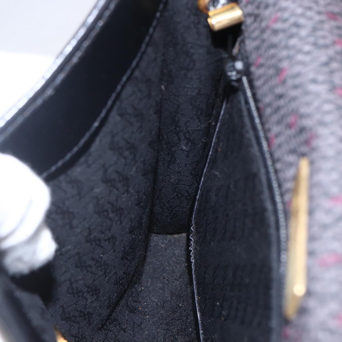 SAINT LAURENT Shoulder Bag PVC Leather Black Gold Auth 152971