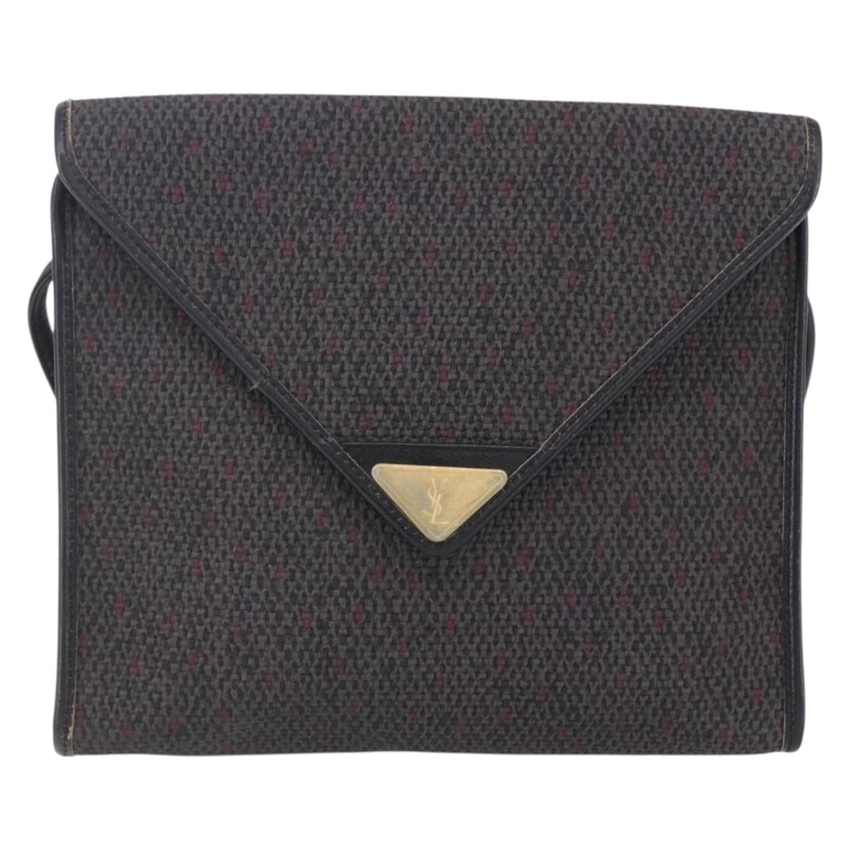 SAINT LAURENT Shoulder Bag PVC Leather Black Gold Auth 152971