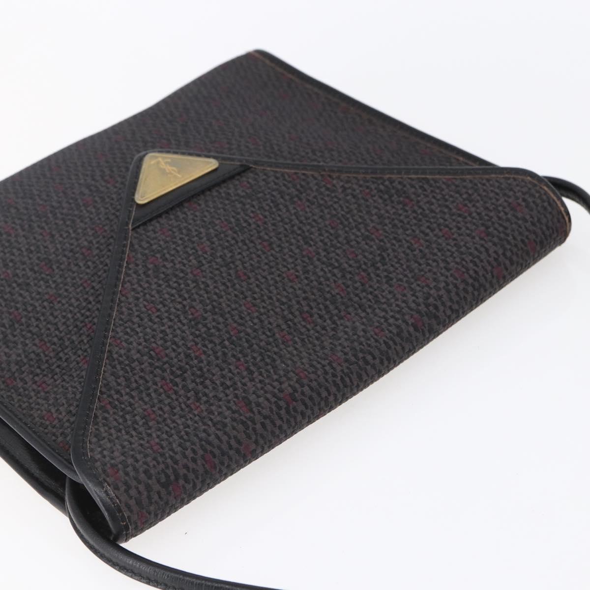 SAINT LAURENT Shoulder Bag PVC Leather Black Gold Auth 152971