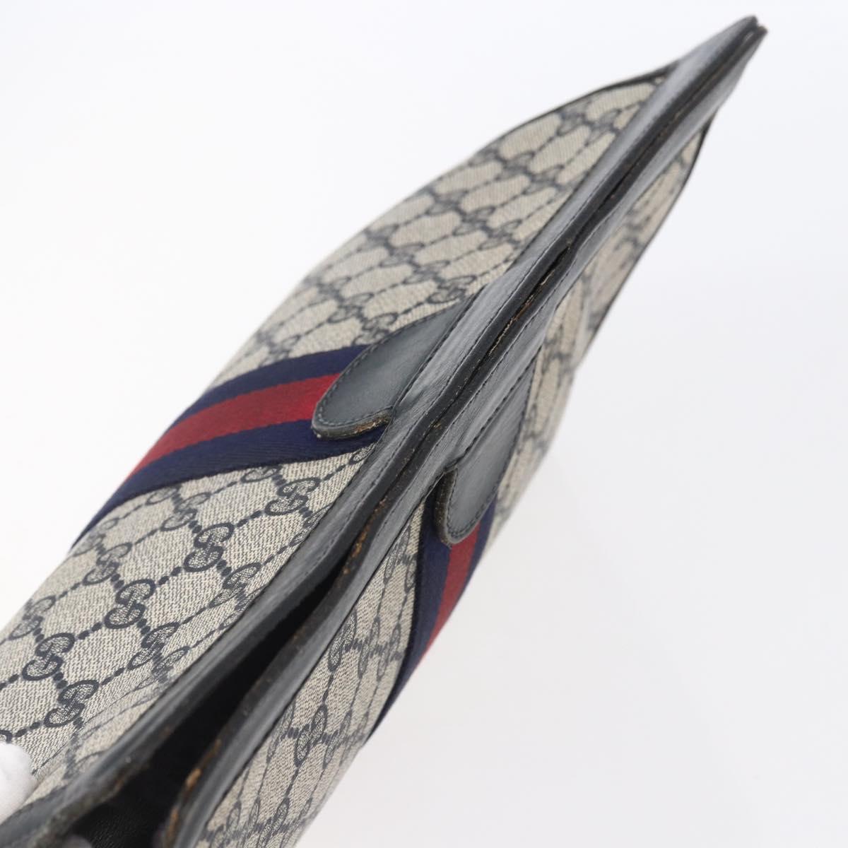 GUCCI GG Supreme Sherry Line Clutch Bag PVC Navy 37 014 2125 Auth 152977
