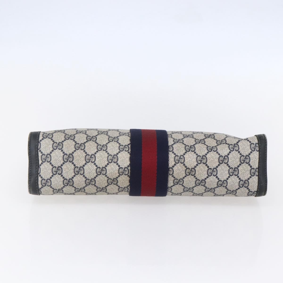 GUCCI GG Supreme Sherry Line Clutch Bag PVC Navy 37 014 2125 Auth 152977