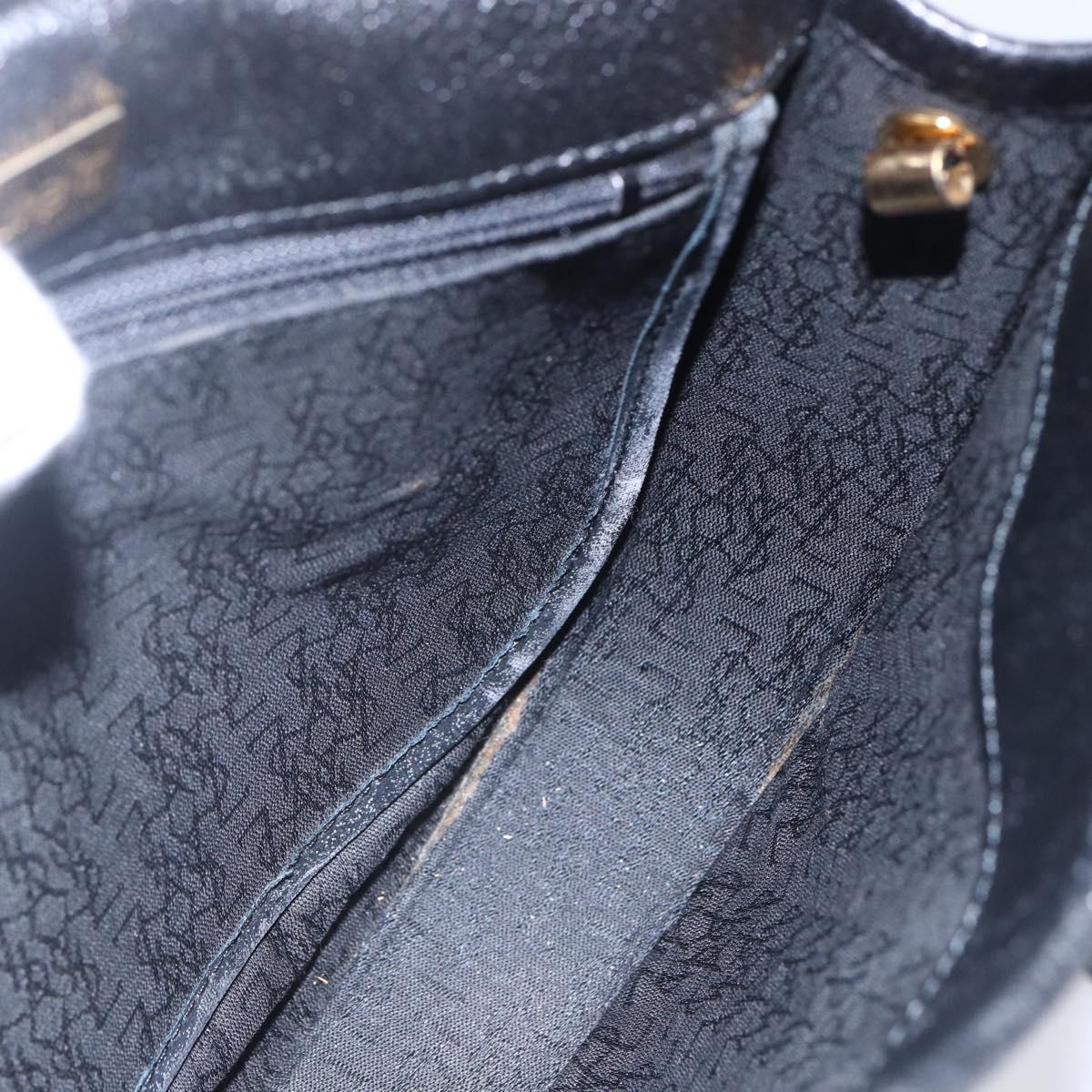 SAINT LAURENT Shoulder Bag Leather Black Gold Auth 152979