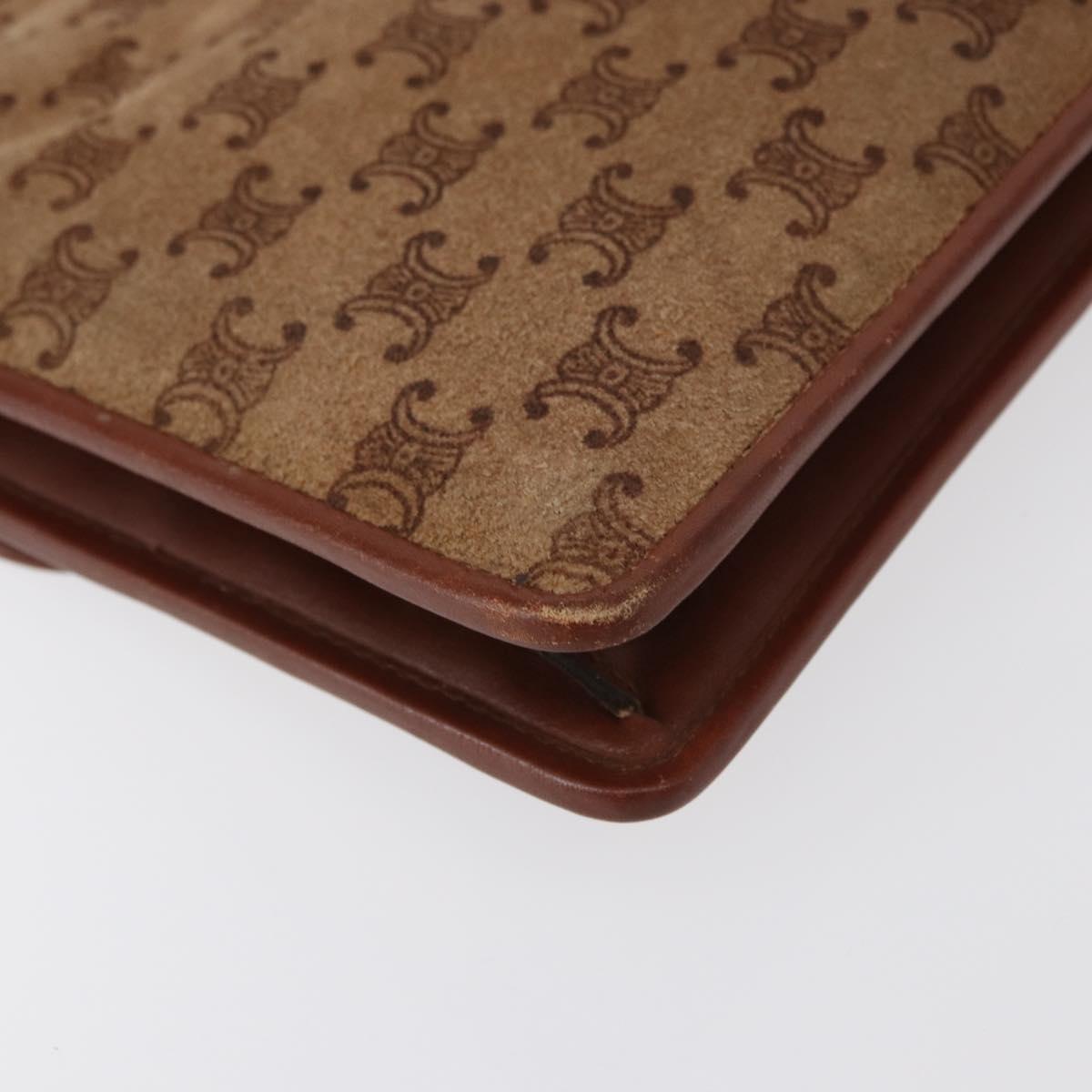 CELINE Macadam Canvas Clutch Bag Suede Beige Gold Auth 152980