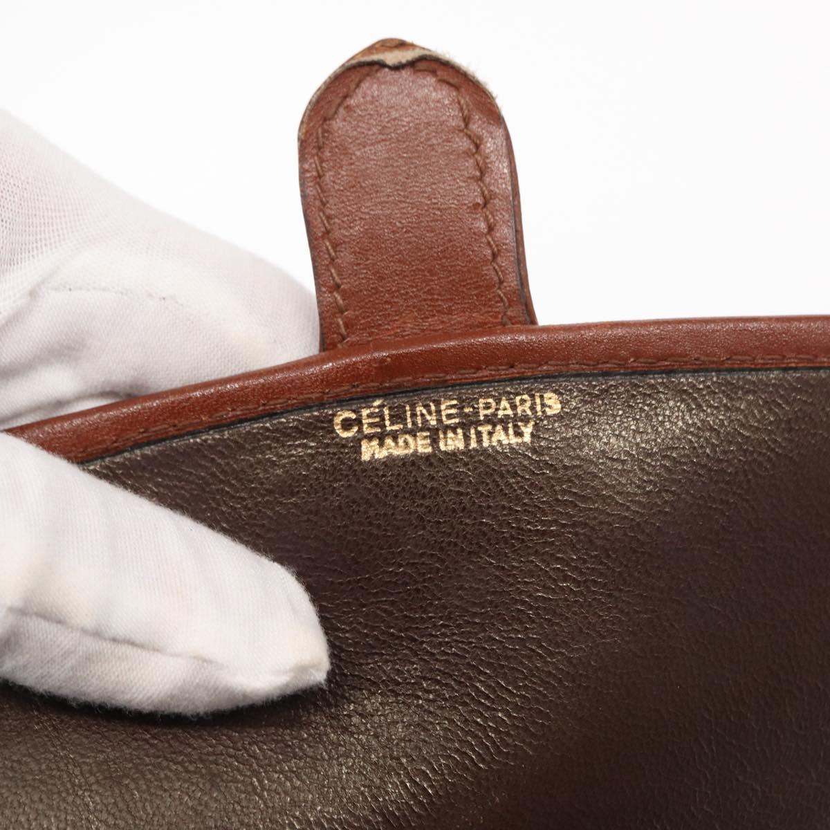 CELINE Macadam Canvas Clutch Bag Suede Beige Gold Auth 152980