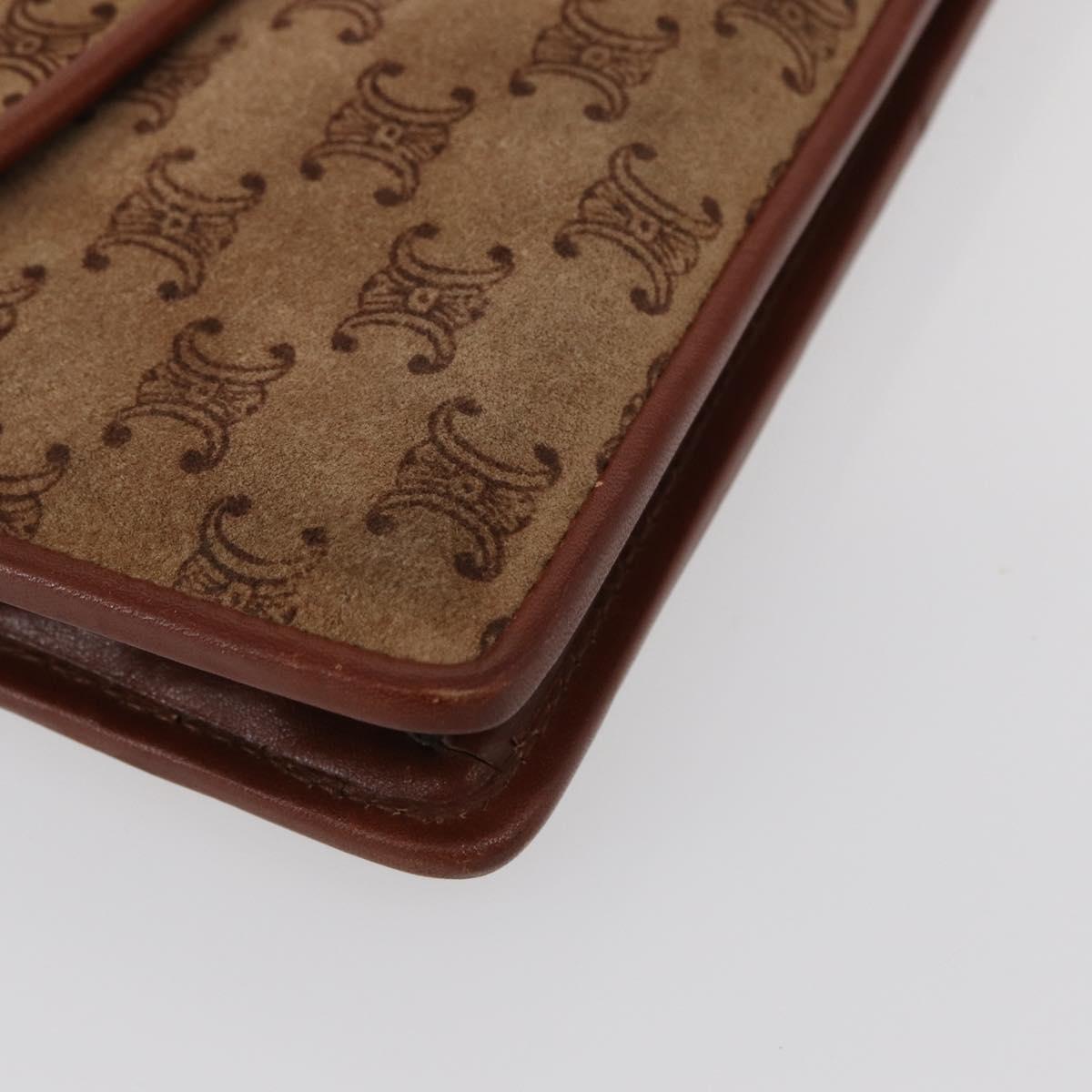 CELINE Macadam Canvas Clutch Bag Suede Beige Gold Auth 152980