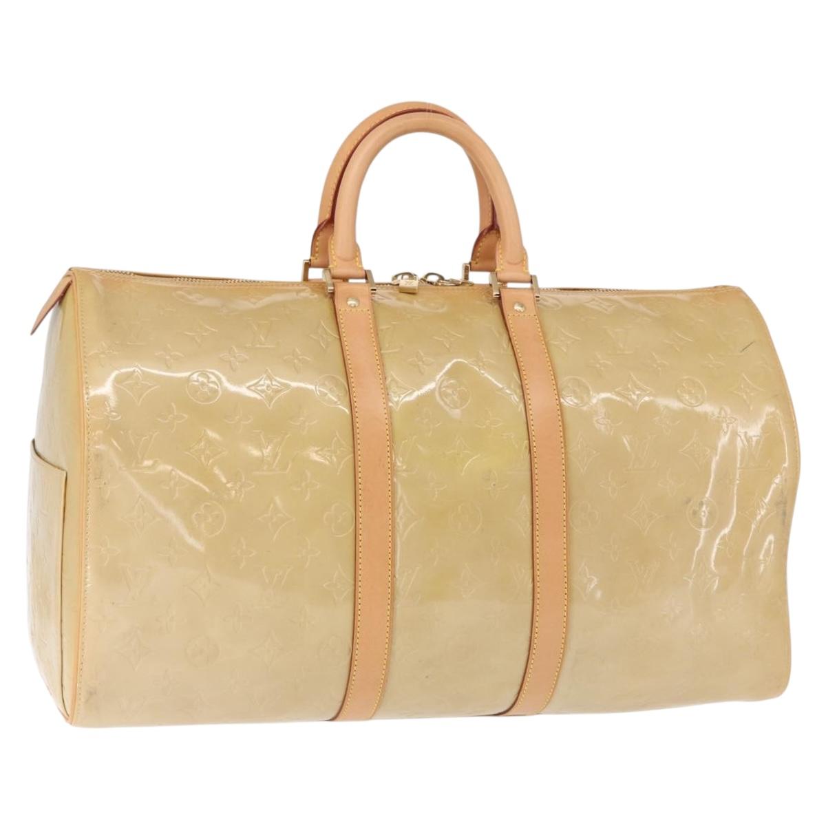 LOUIS VUITTON Monogram Vernis Mercer Boston Bag Beige M91000 LV Auth 152986