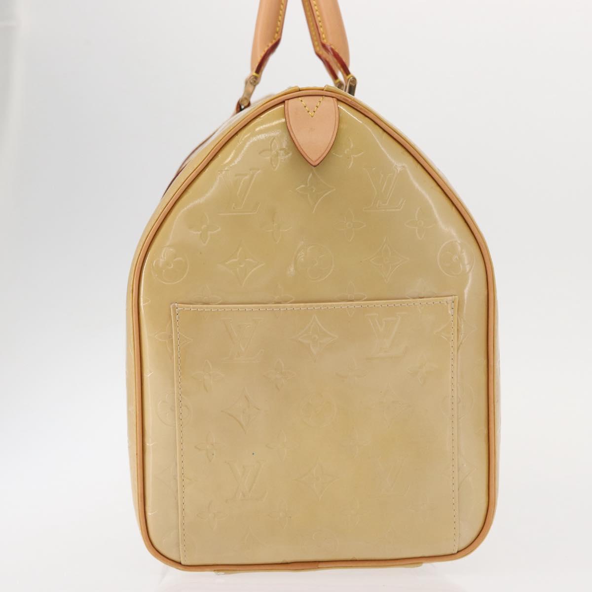 LOUIS VUITTON Monogram Vernis Mercer Boston Bag Beige M91000 LV Auth 152986