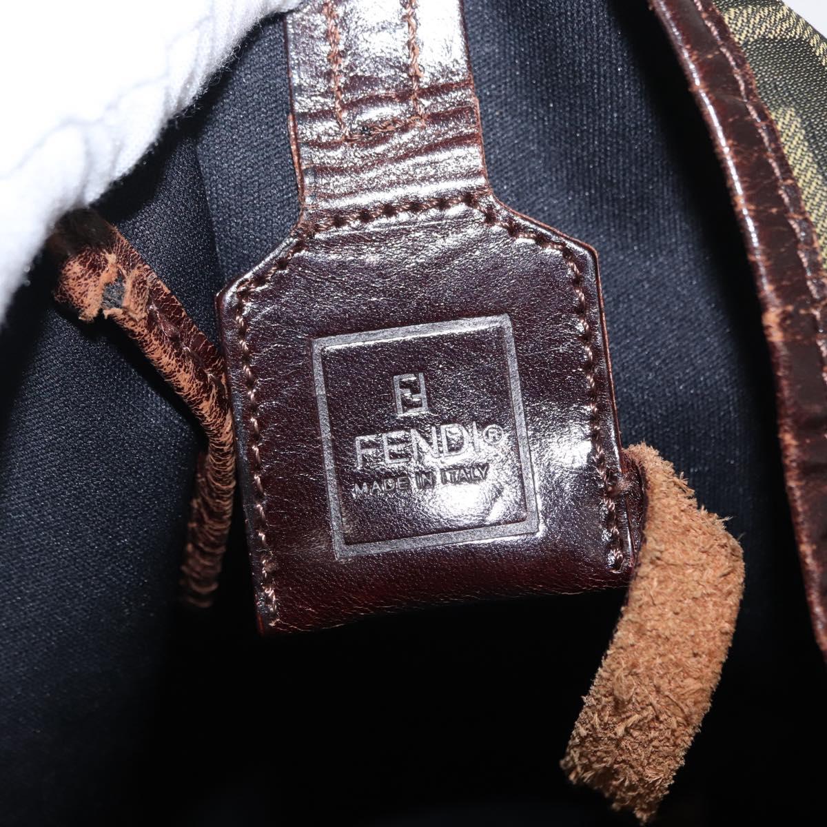 FENDI Zucca Canvas Hand Bag Black Brown Silver Auth 152992