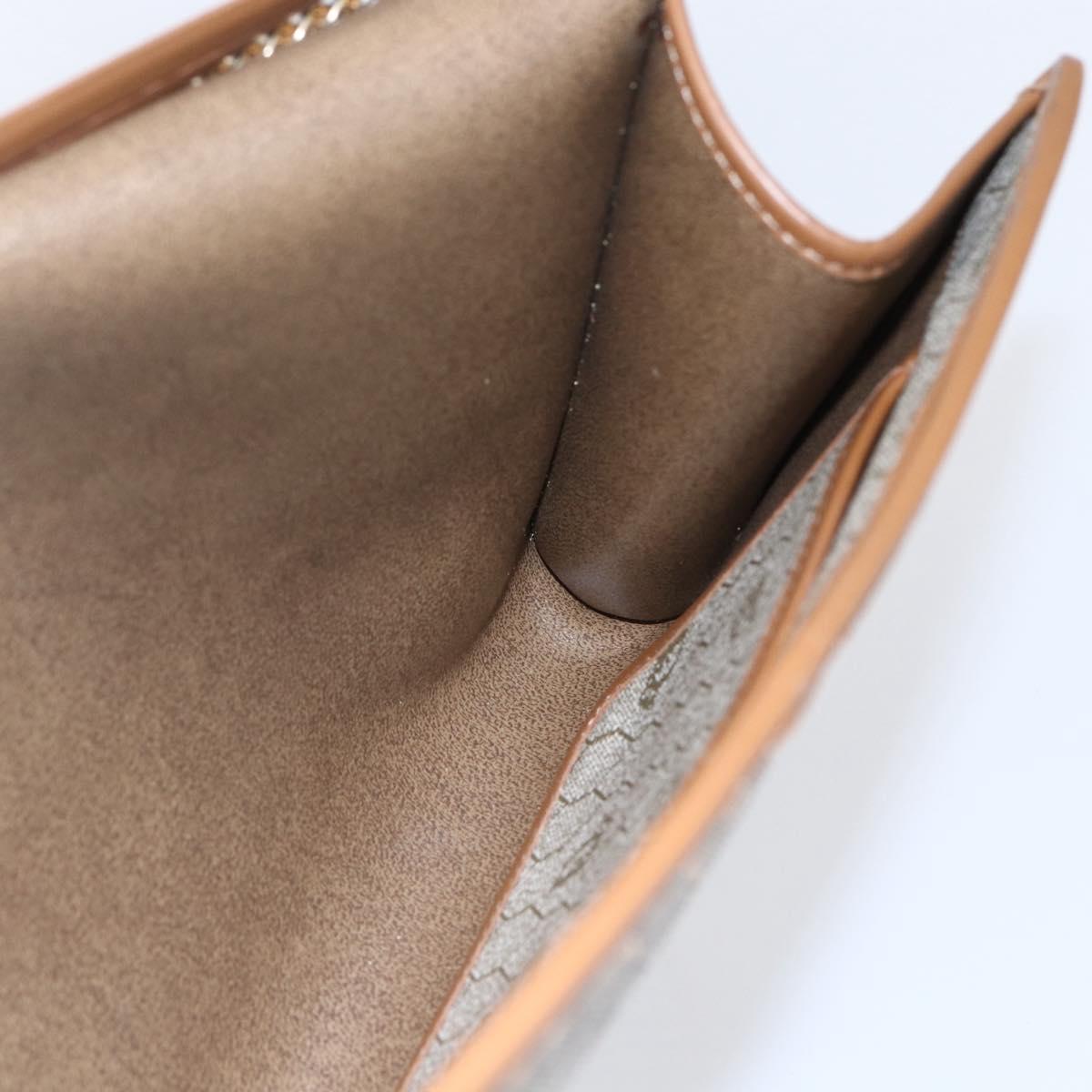 Christian Dior Honeycomb Canvas Chain Shoulder Bag PVC Beige Gold Auth 152993