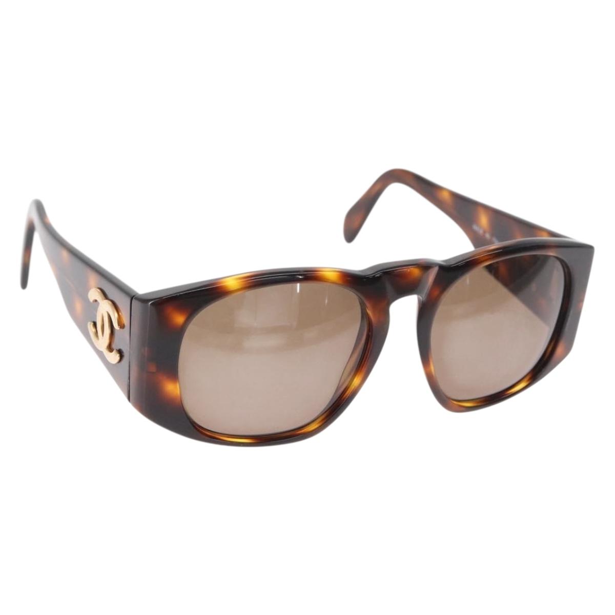 CHANEL Sunglasses Plastic Brown CC Auth 153000