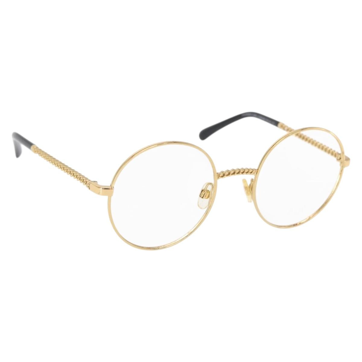 CHANEL Sunglasses frames metal Gold CC Auth 153002