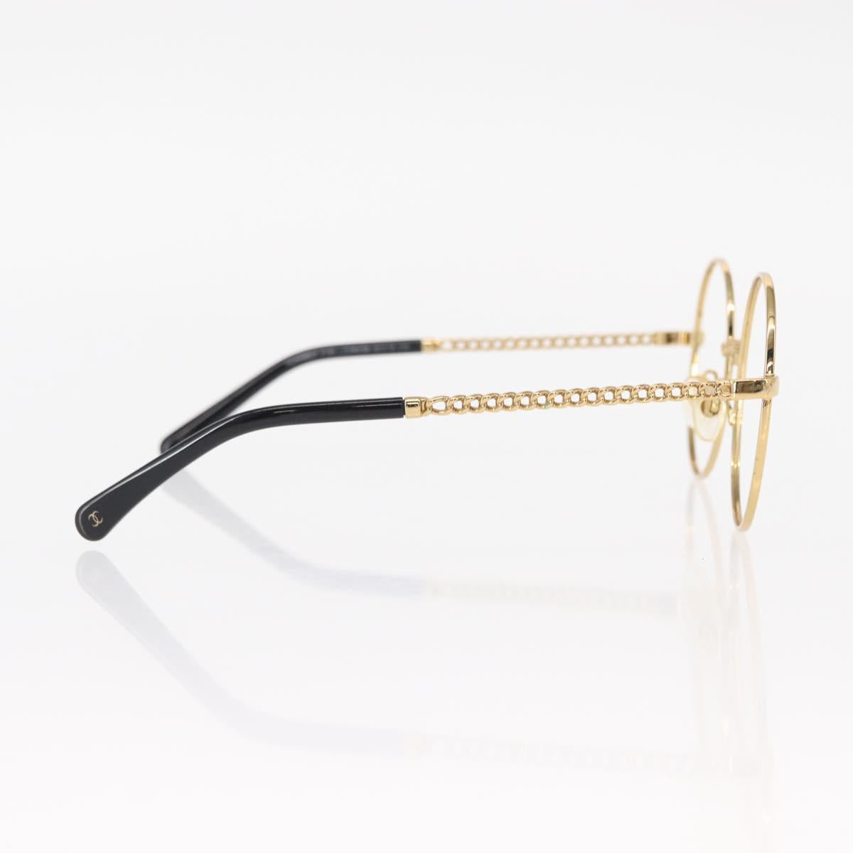 CHANEL Sunglasses frames metal Gold CC Auth 153002