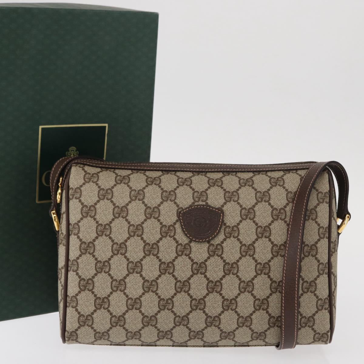 GUCCI GG Supreme Shoulder Bag PVC Beige Gold 001 115 6595 Auth 153003